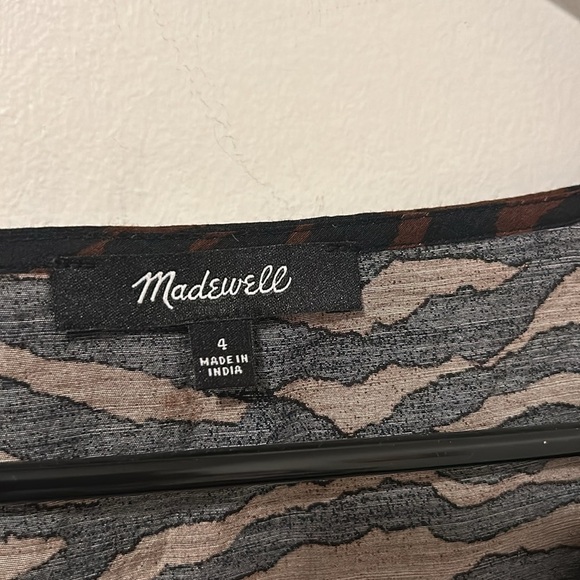 Madewell Brown and Black Cheetah Print V-Neck Dress Size 4 - Picture 3 of 6